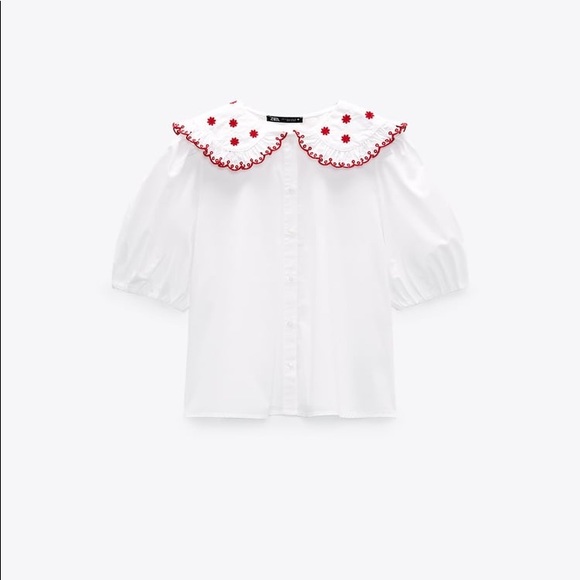 Zara embroidered poplin top - Picture 5 of 7